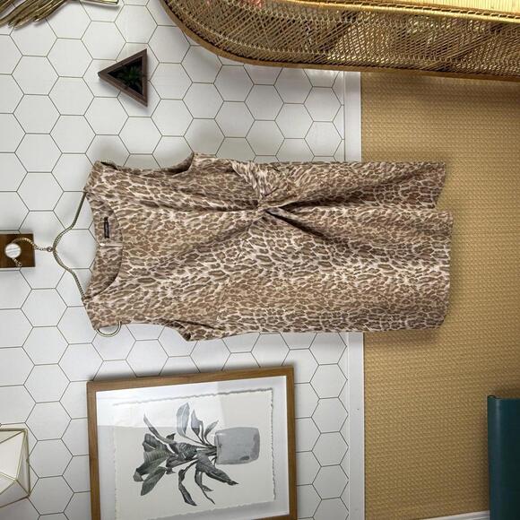 J. McLaughlin Lynda Tan Leopard Print Faux Suede Dress - Size - XL - Picture 2 of 7